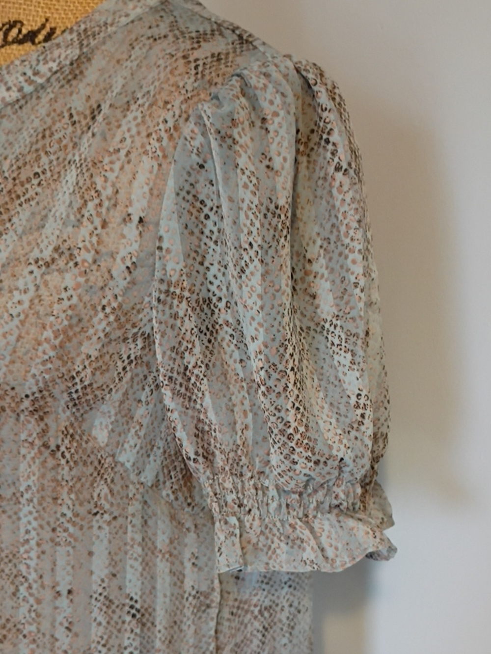 CAbi Neutral Snake-Print Ruffle Front Blouse - Picture 3 of 5